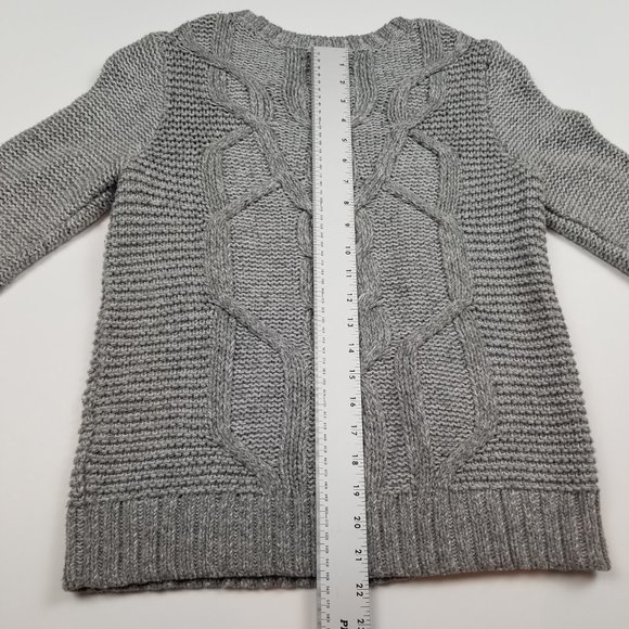 Abercrombie Gray Cable Knit Cozy Crewneck Fisherman Sweater sz S - Picture 8 of 9